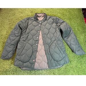 Summersalt Reversible Quilted Lightweight Jacket Green Workwear Utility Green L